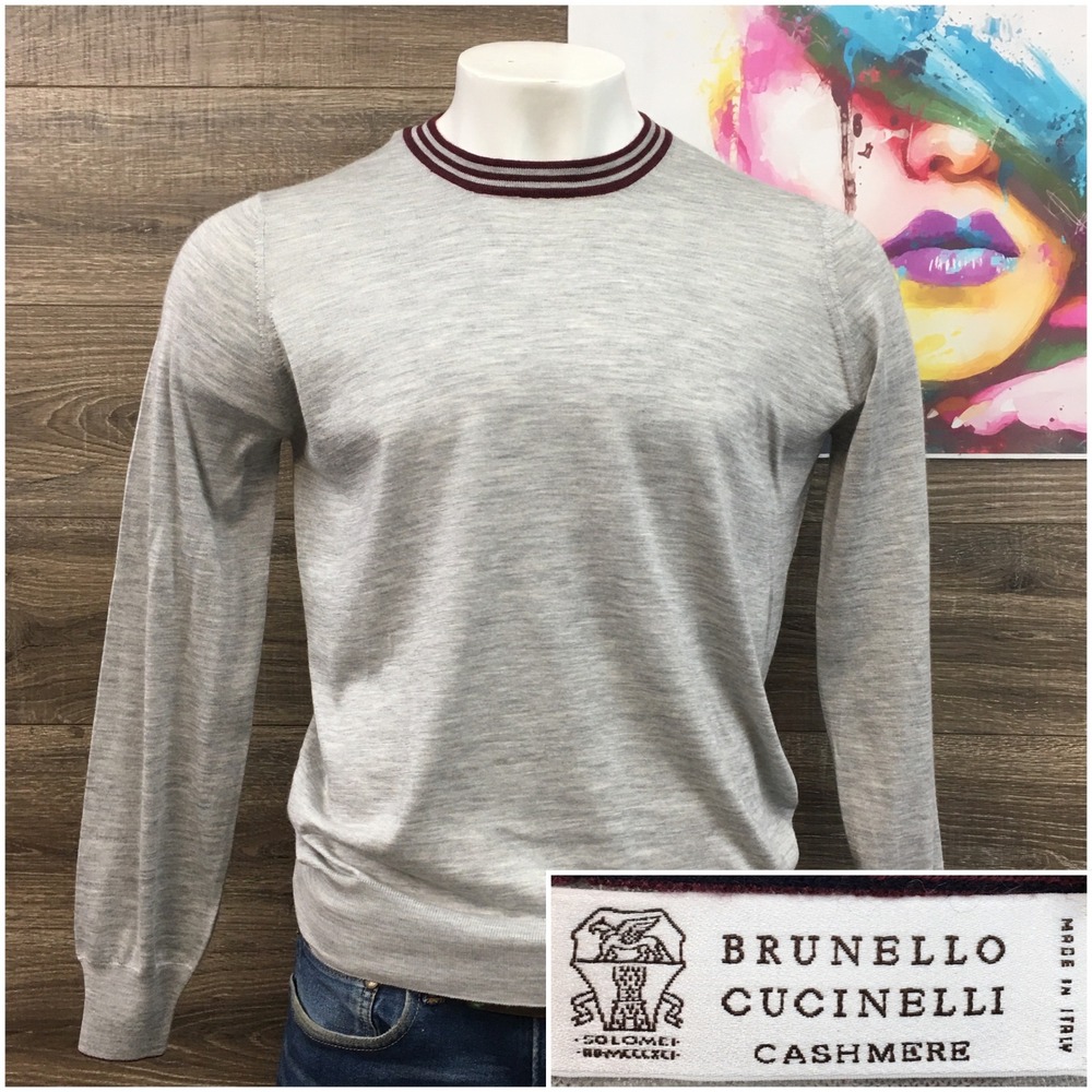 Brunello Cucinelli Men's Cashmere‎ Silk Crew Neck Sweater Size 50 Made in Italy